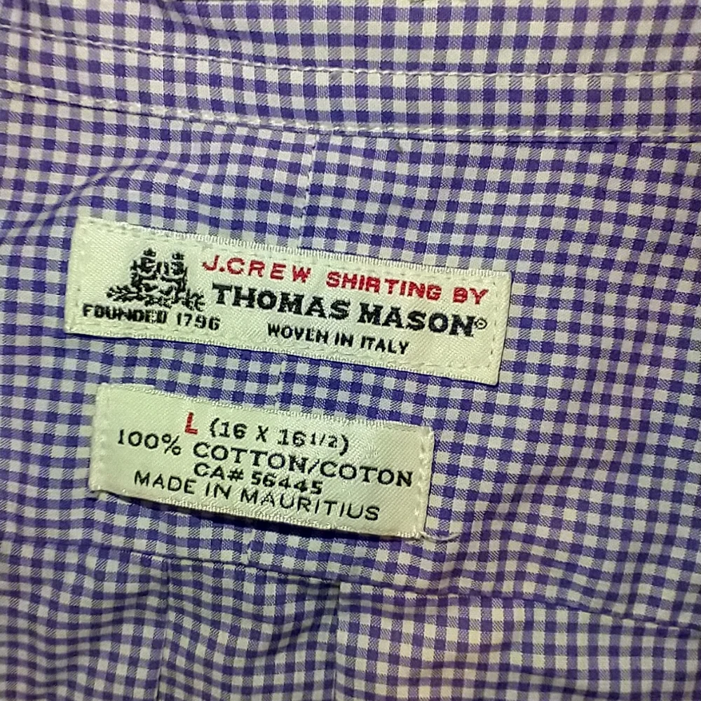 J. Crew Purple Gingham Long Sleeve Shirt Men’s size L Slim fit